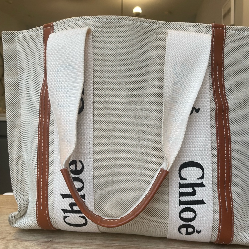 Chloé Linen Woody Tote (Medium)